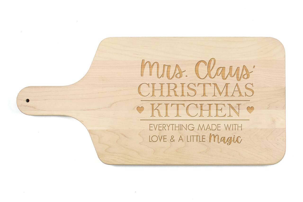 17" Mrs. Claus' Christmas Kitchen Maple Paddle Cutting Board